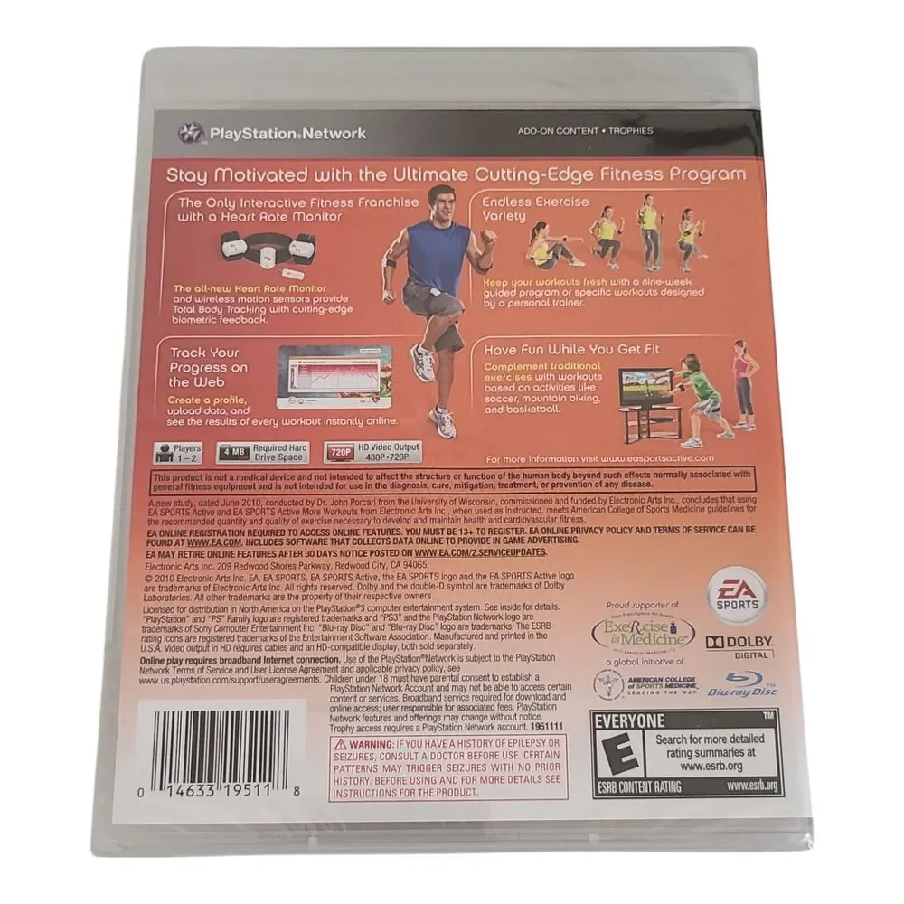 EA Sports‎ Active 2 Sony PS3 Personal Trainer Fitness Game plus accessories